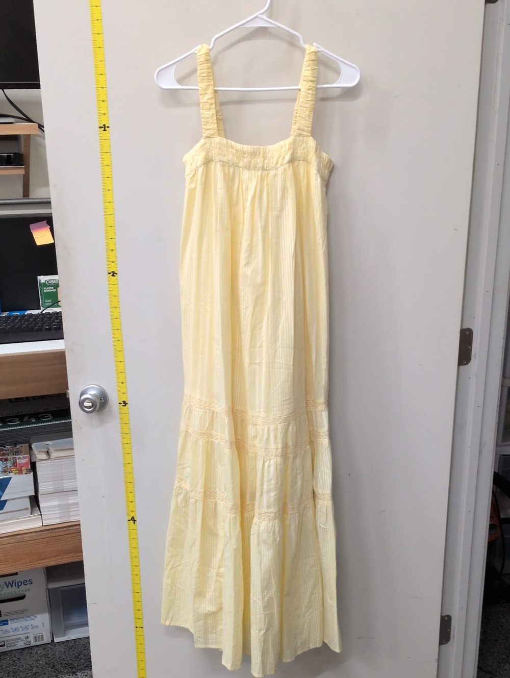 Abercrombie & Fitch Pale Yellow Tiered Maxi Dress